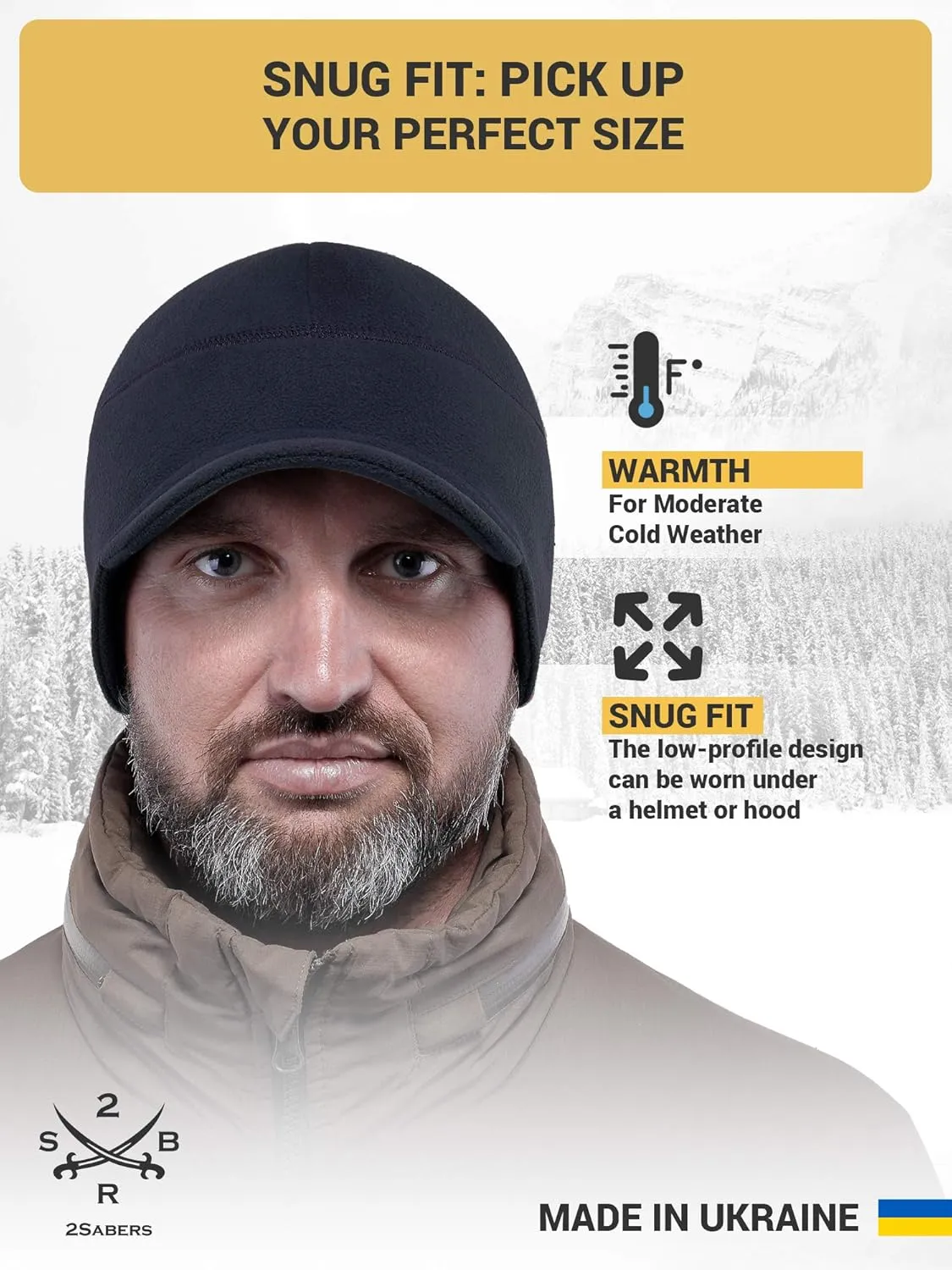 2SBR 2SABERS Fleece Winter Beanie with Visor - Men Women - Earflap Brim Skull Watch Cap Hat