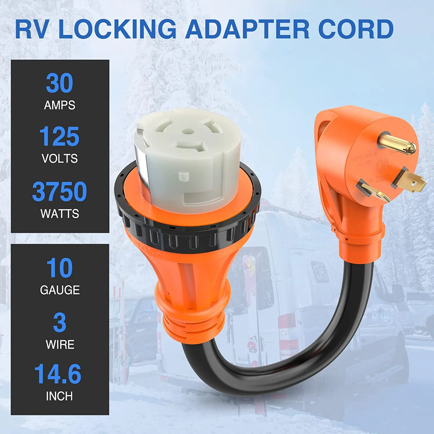 30AMP to 50AMP RV Locking Adapter Cord