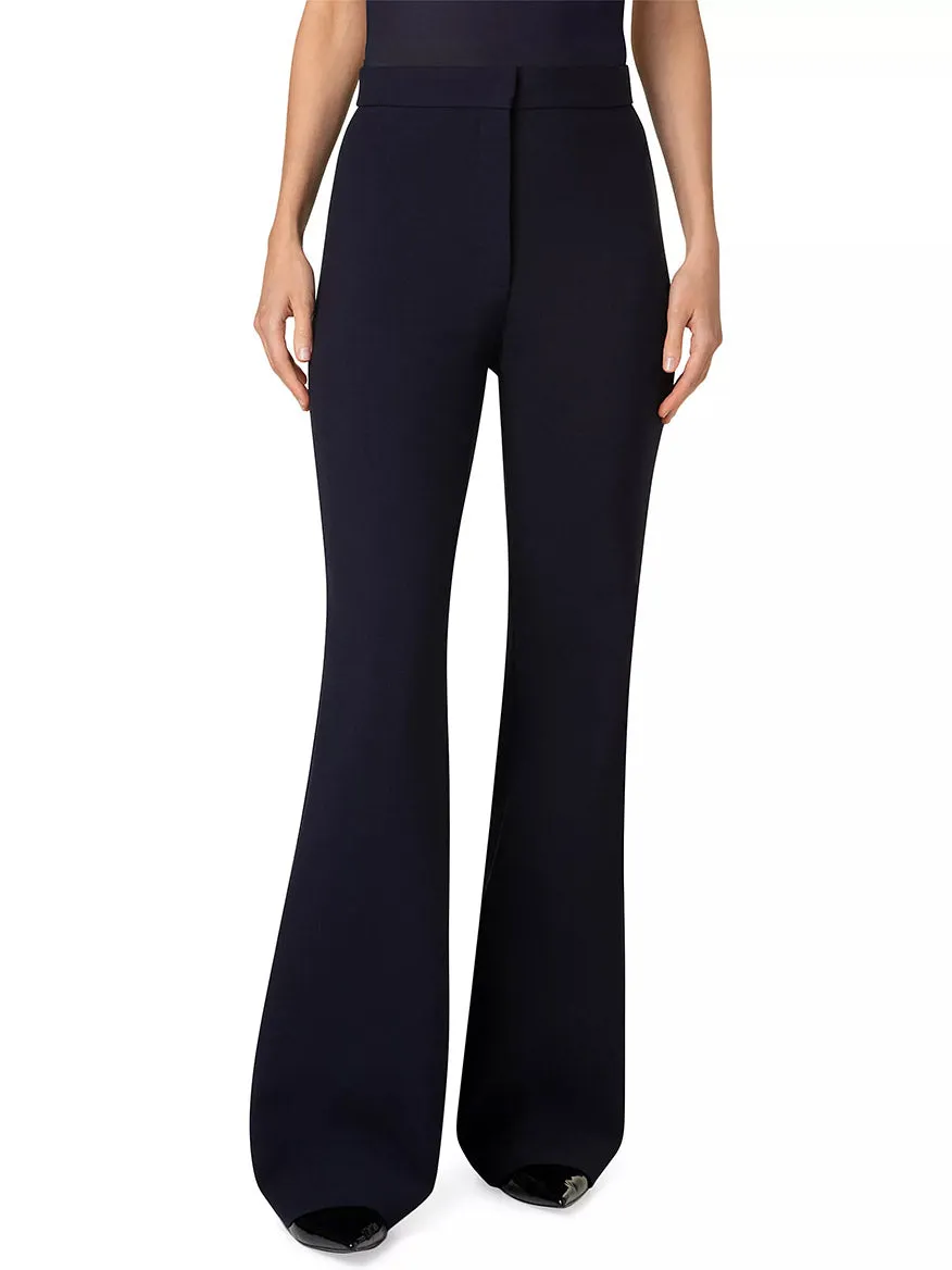Akris Punto Courtney Crepe Boot-Cut Pants in Navy