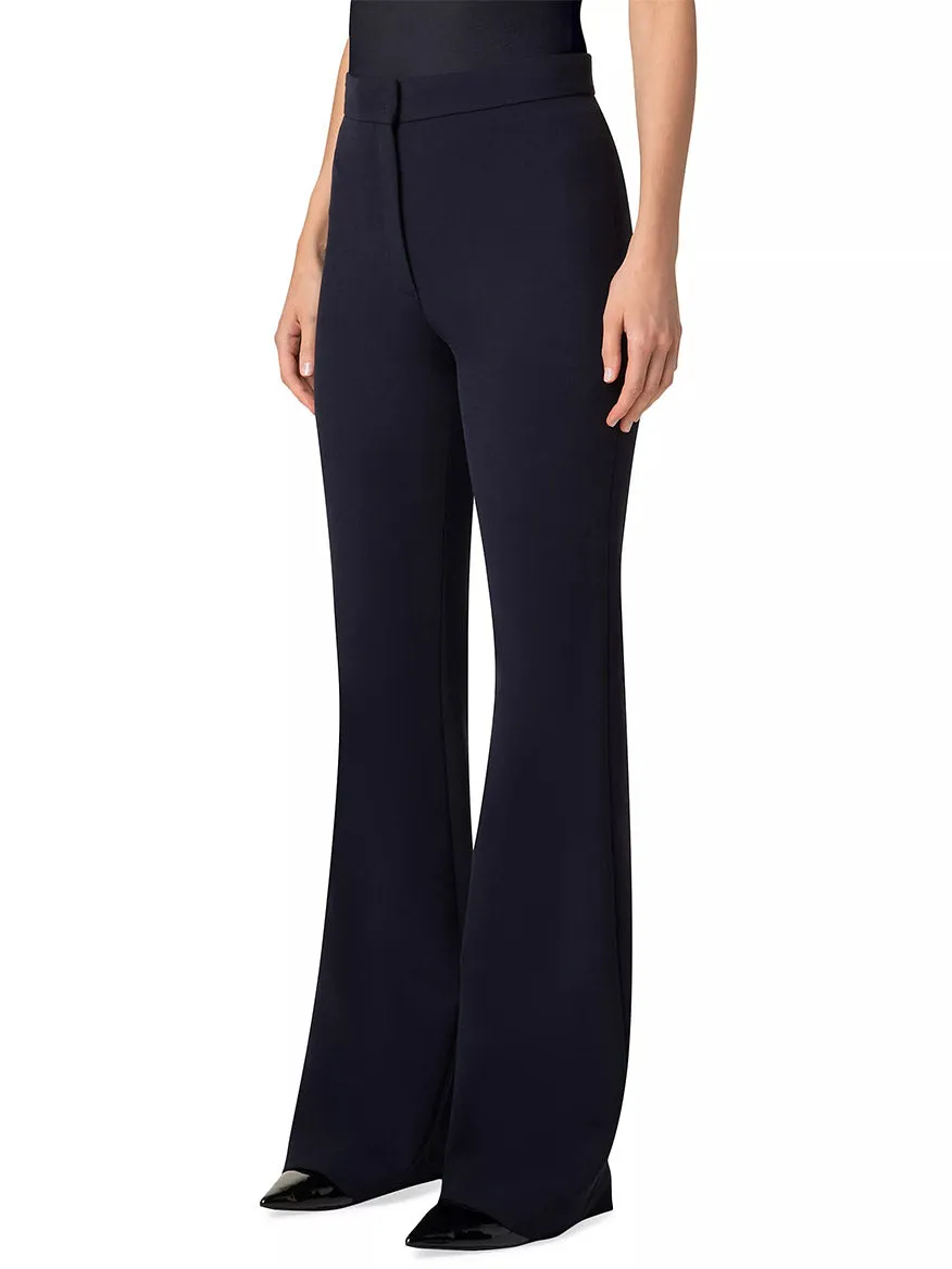 Akris Punto Courtney Crepe Boot-Cut Pants in Navy