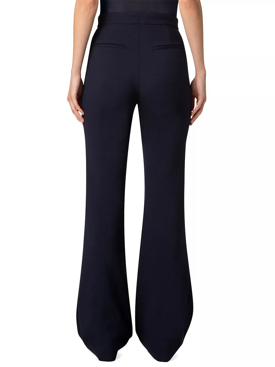 Akris Punto Courtney Crepe Boot-Cut Pants in Navy