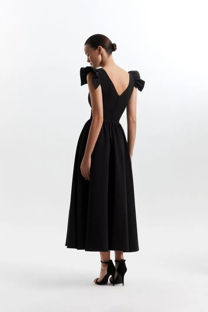 Alisson Elegant High Neck Black Evening Dress