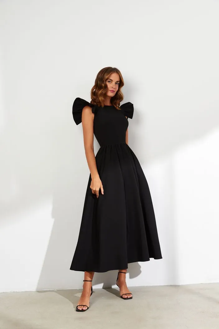 Alisson Elegant High Neck Black Evening Dress