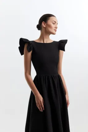Alisson Elegant High Neck Black Evening Dress