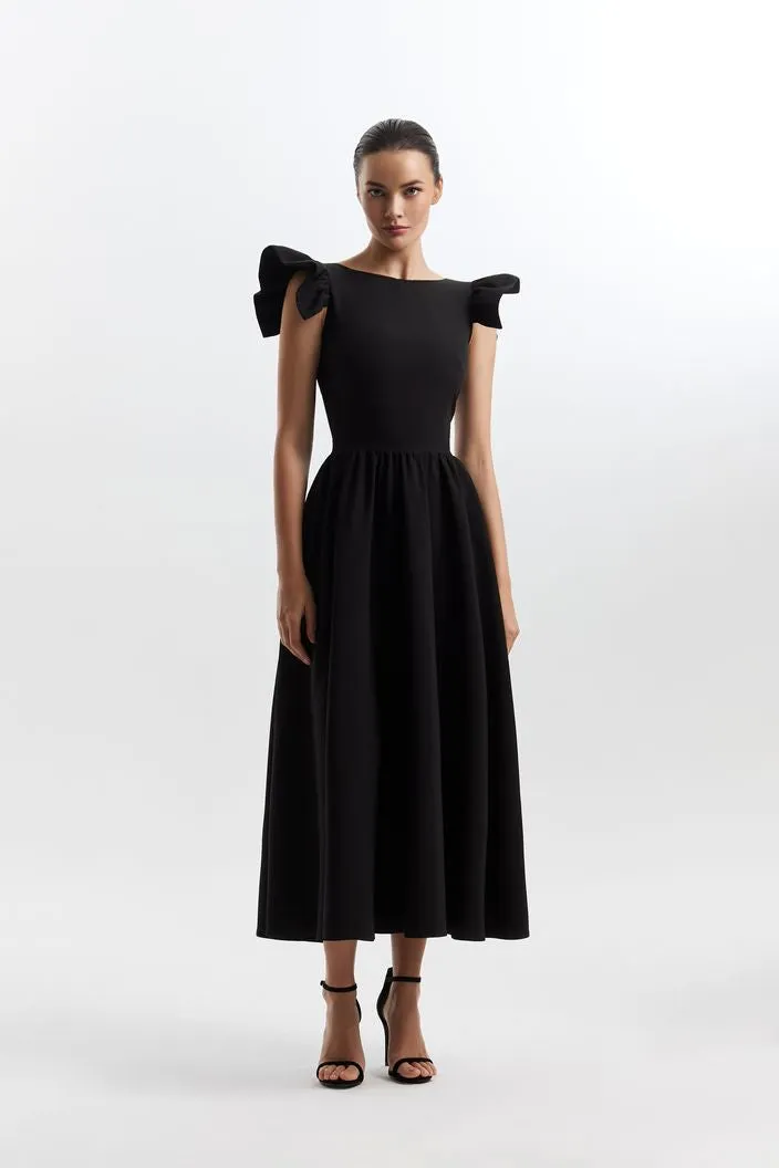 Alisson Elegant High Neck Black Evening Dress