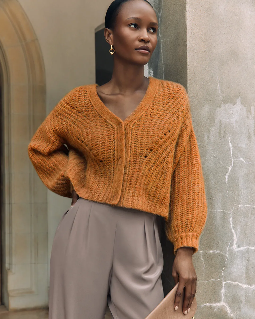 Alpaca Wool Cropped Cardigan