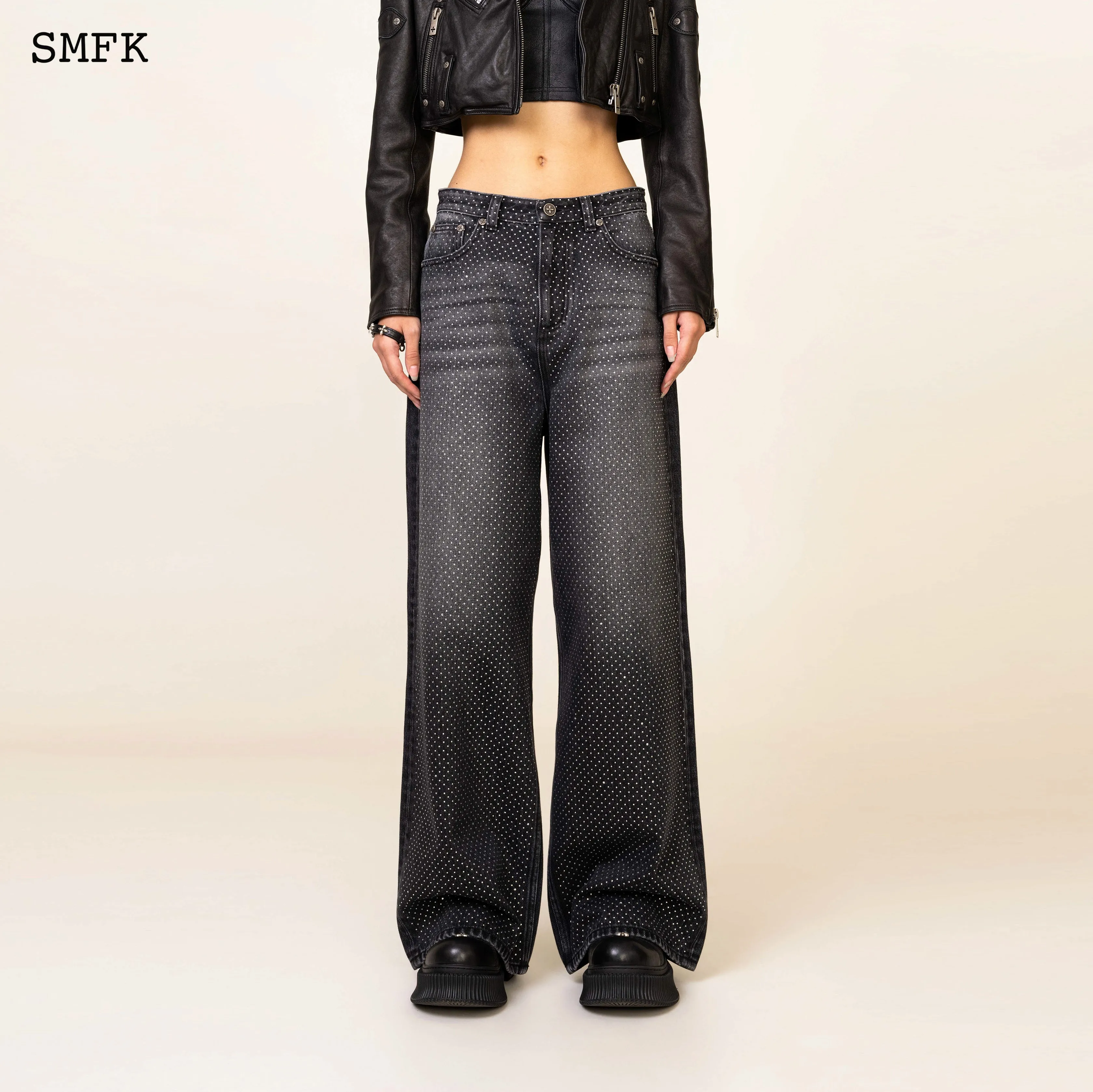 Ancient Myth Diamond Flared Jeans In Black