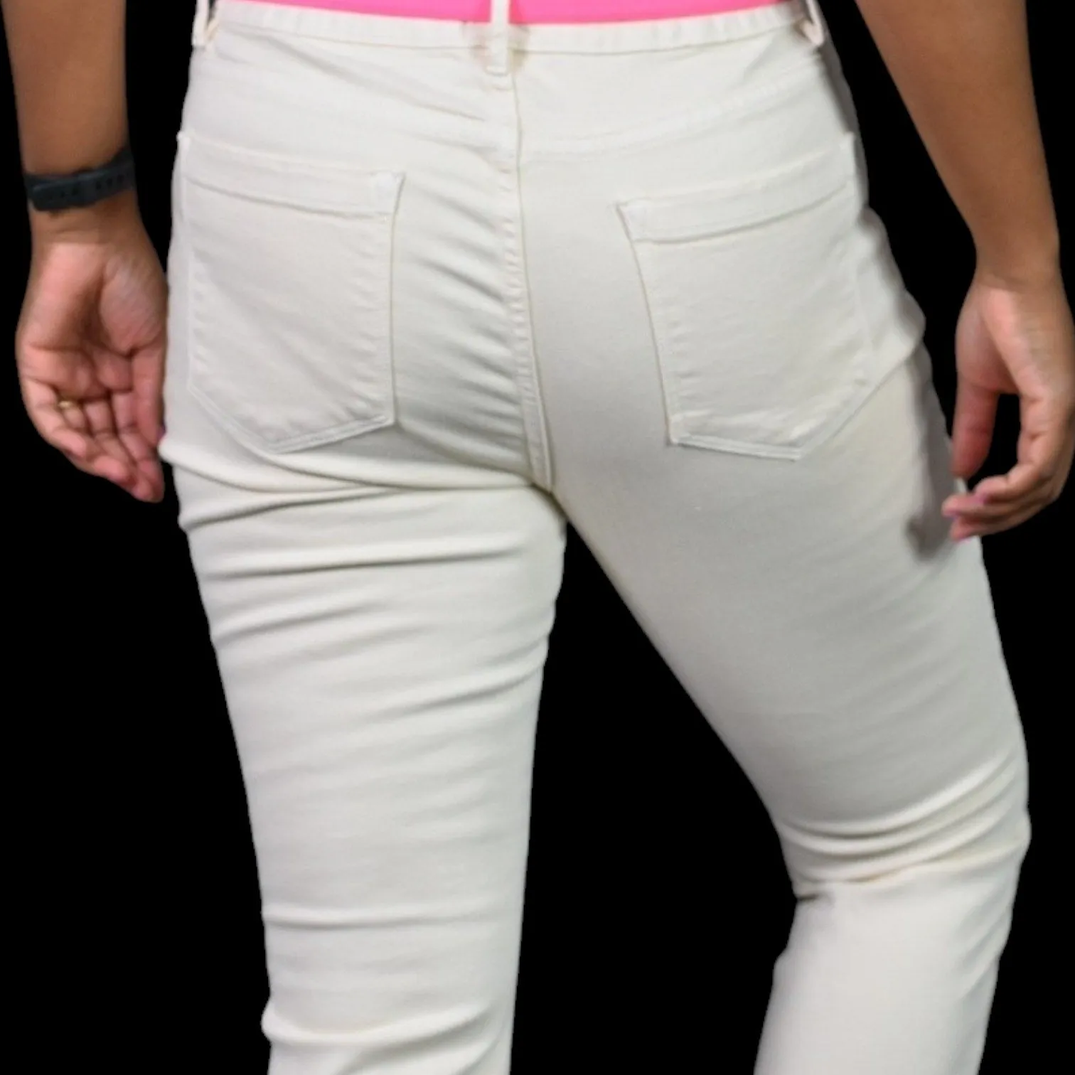Ann Mashburn Crop Jeans Beige Natural Flare Cropped Stretch Chic Classic 5 Pocket Size 29