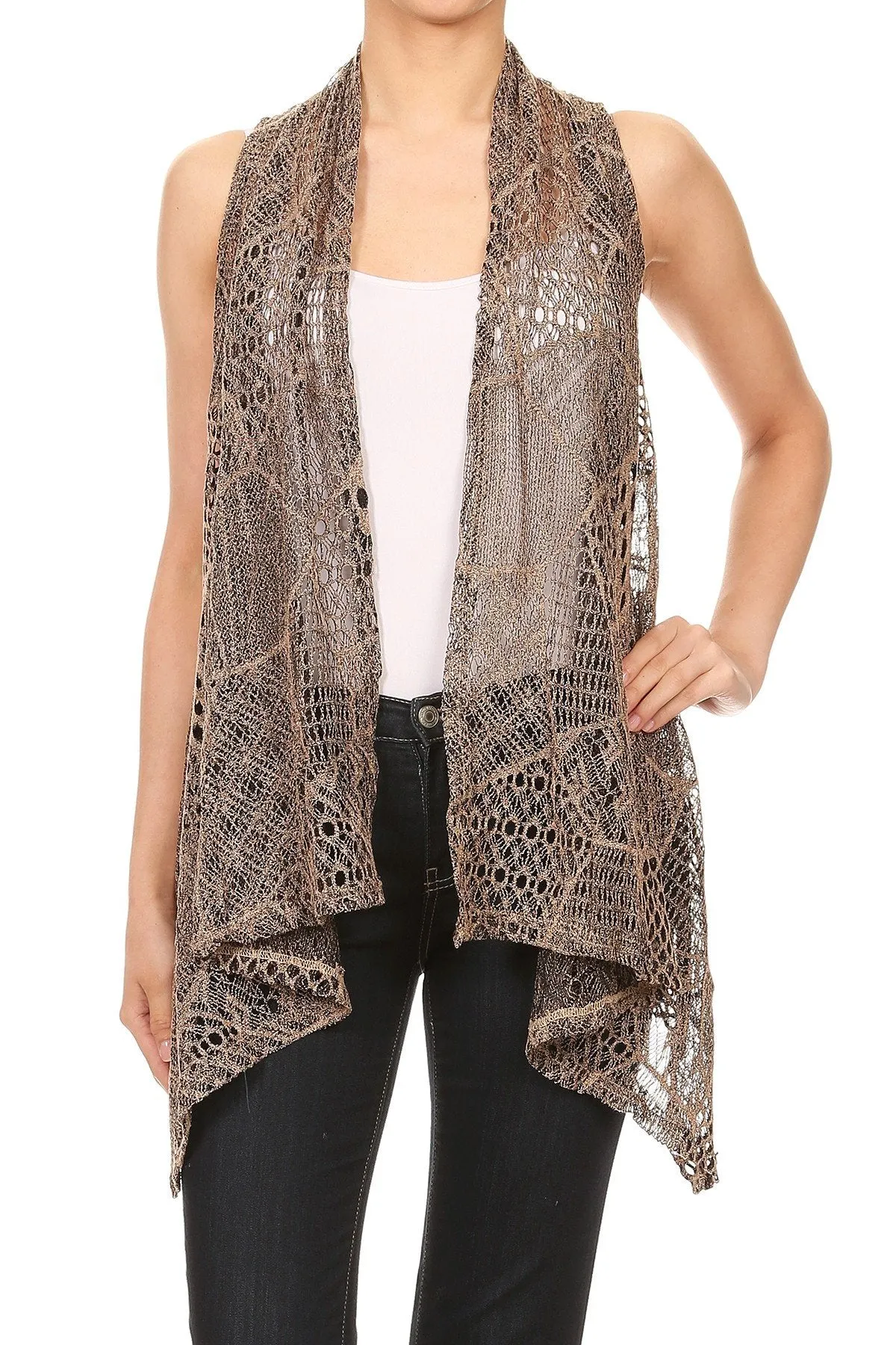 Anna-Kaci Womens Fringe Sequin Backless 1920s Flapper Cardigan