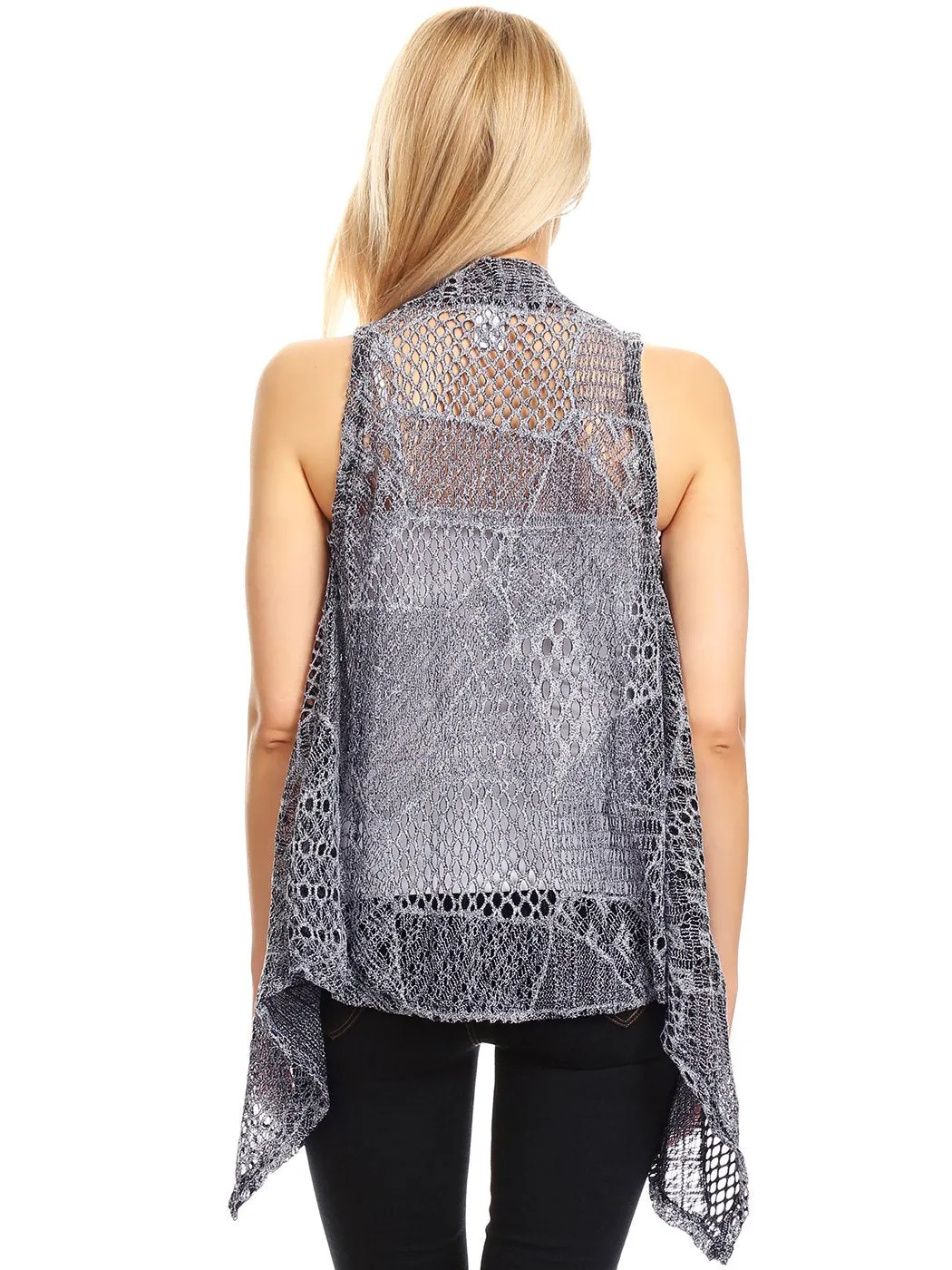 Anna-Kaci Womens Fringe Sequin Backless 1920s Flapper Cardigan