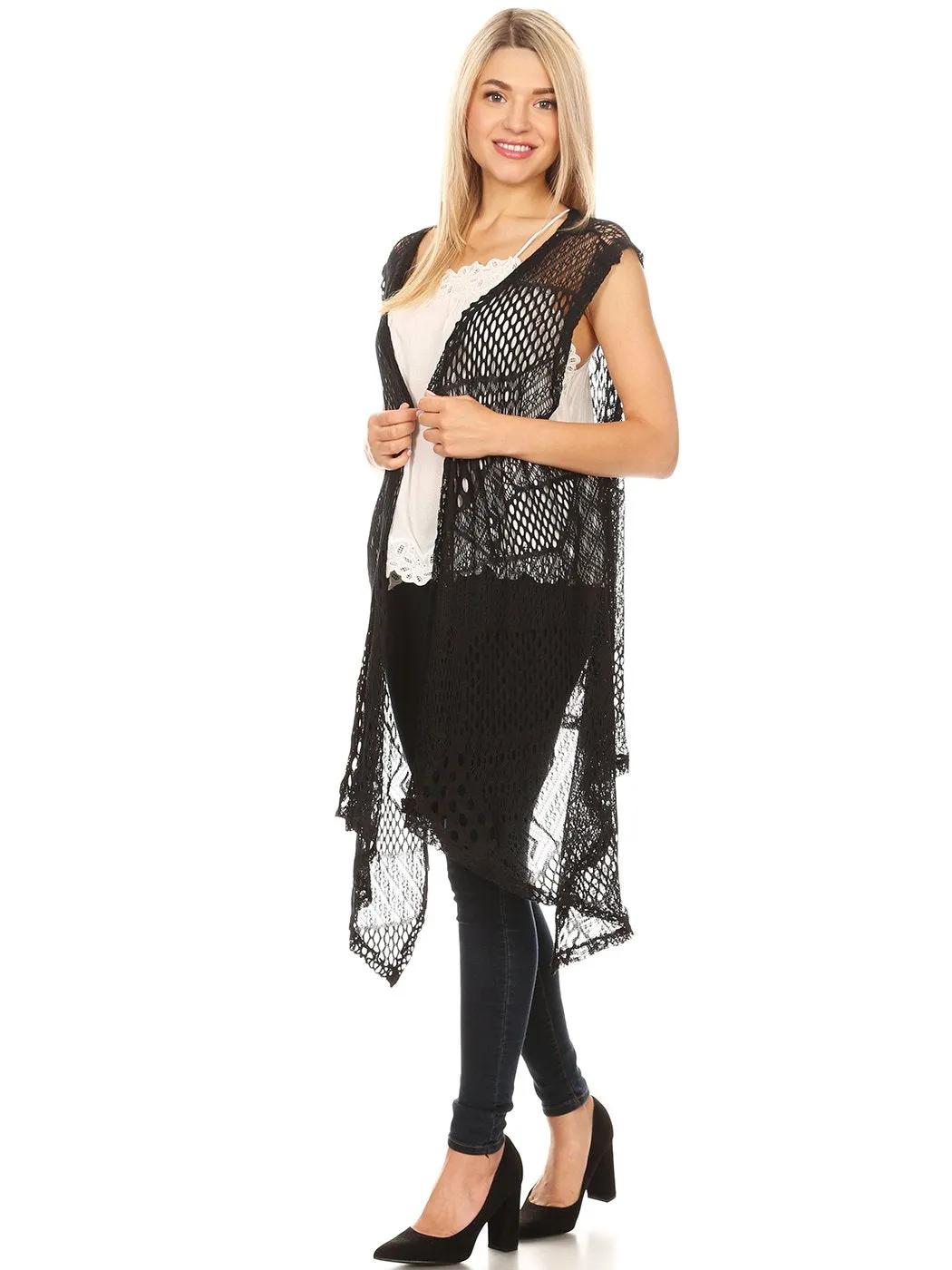 Anna-Kaci Womens Fringe Sequin Backless 1920s Flapper Cardigan