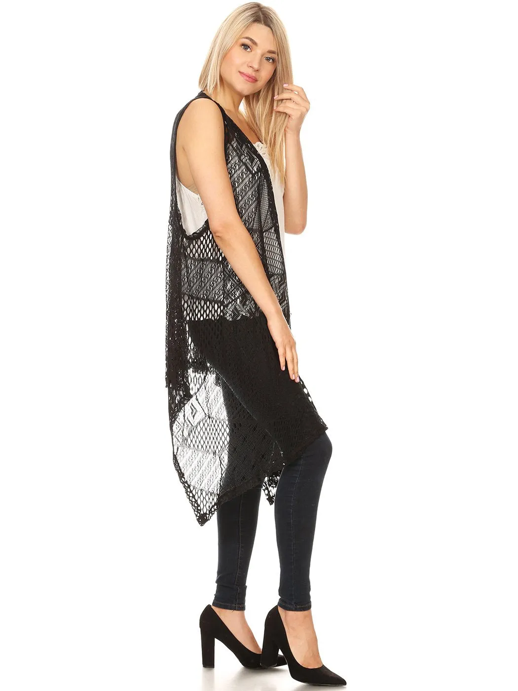 Anna-Kaci Womens Fringe Sequin Backless 1920s Flapper Cardigan