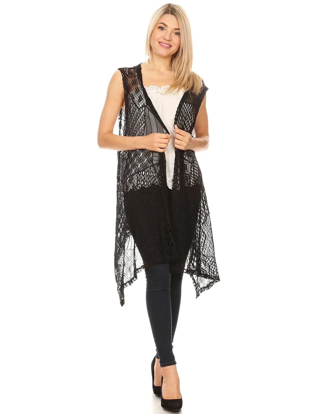Anna-Kaci Womens Fringe Sequin Backless 1920s Flapper Cardigan