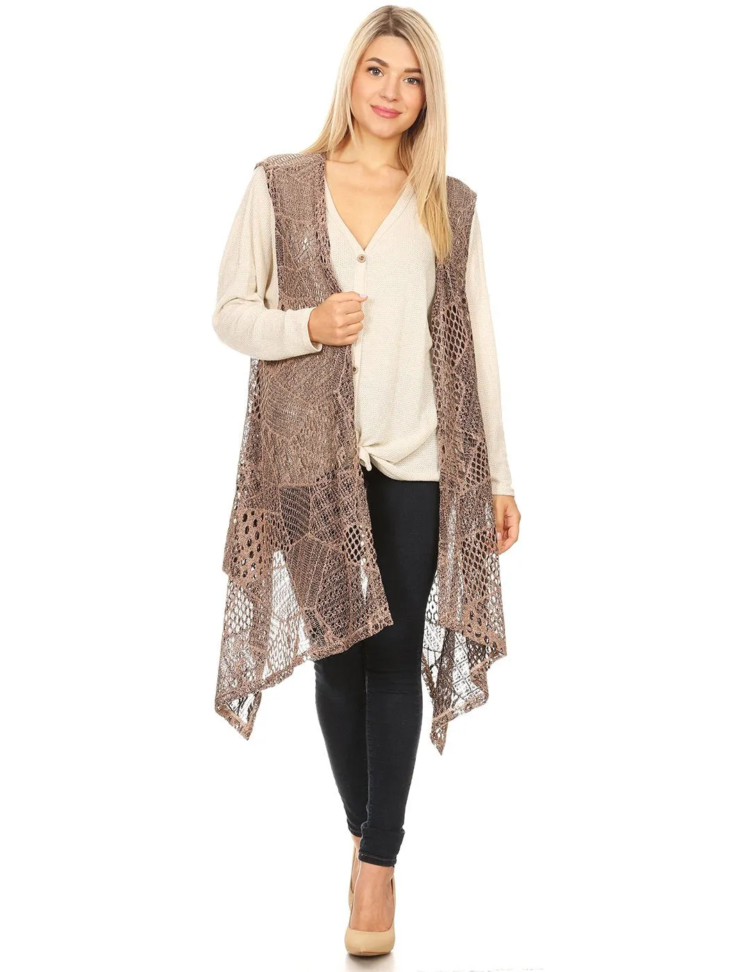 Anna-Kaci Womens Fringe Sequin Backless 1920s Flapper Cardigan