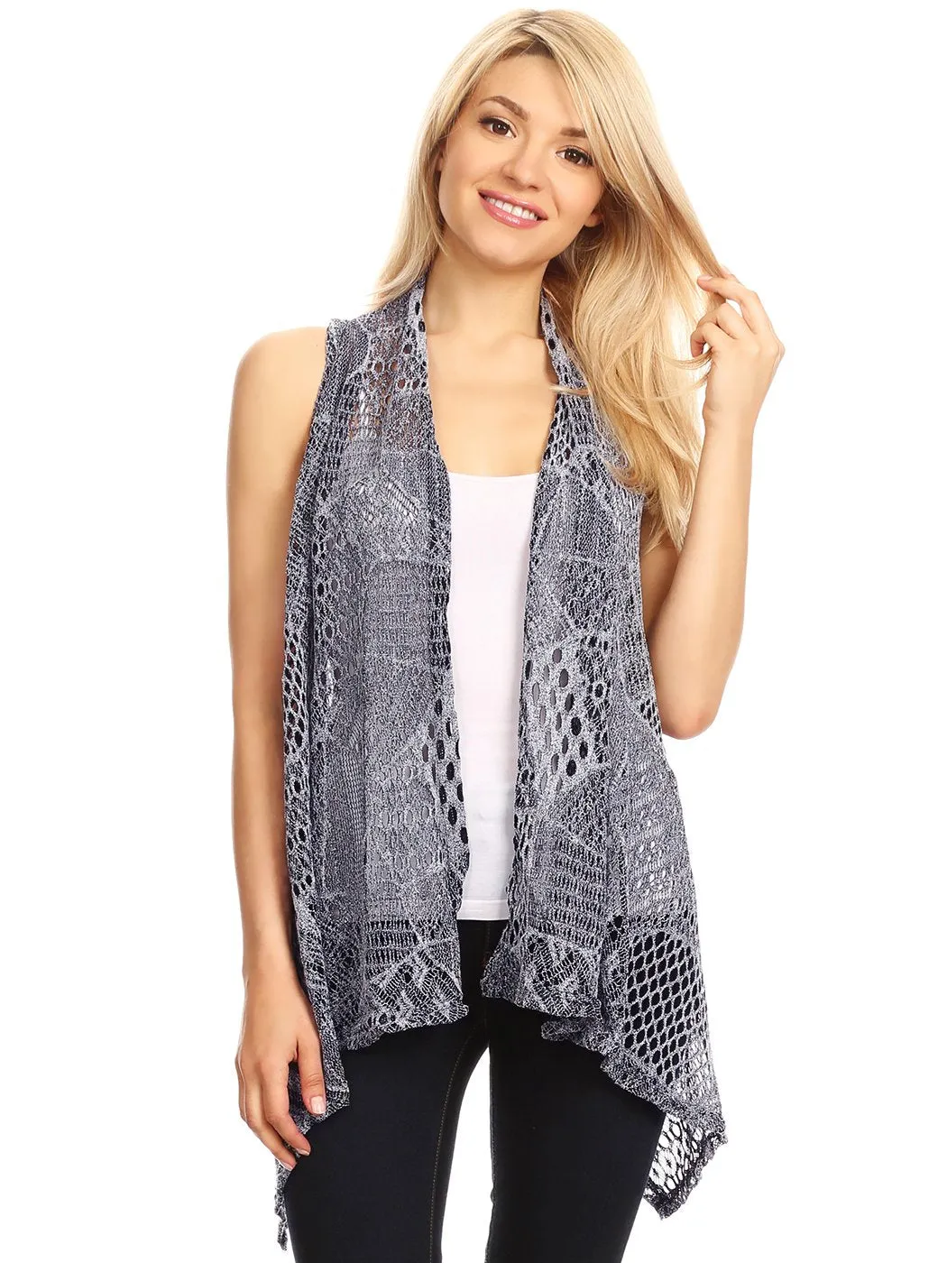 Anna-Kaci Womens Fringe Sequin Backless 1920s Flapper Cardigan