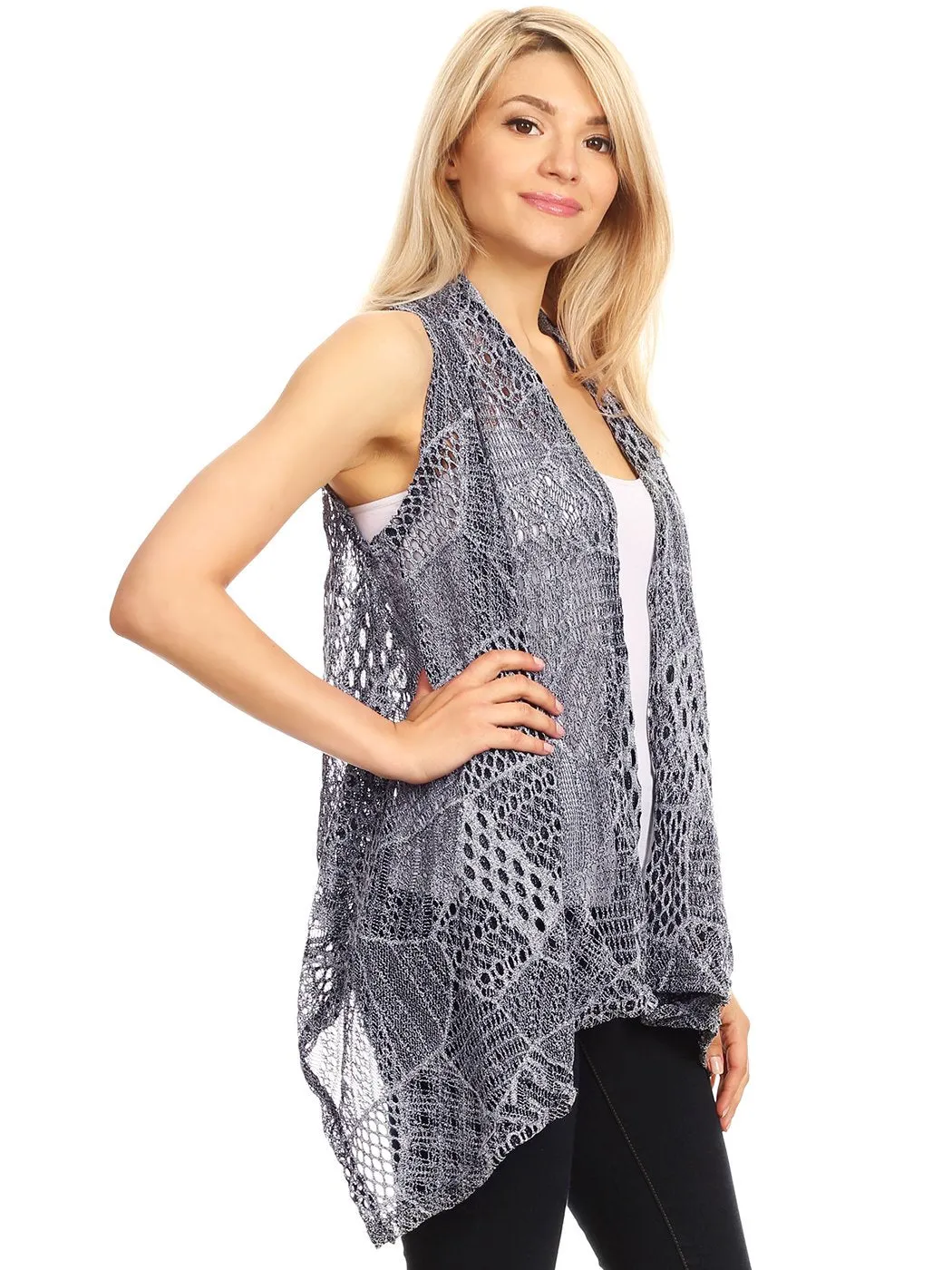 Anna-Kaci Womens Fringe Sequin Backless 1920s Flapper Cardigan