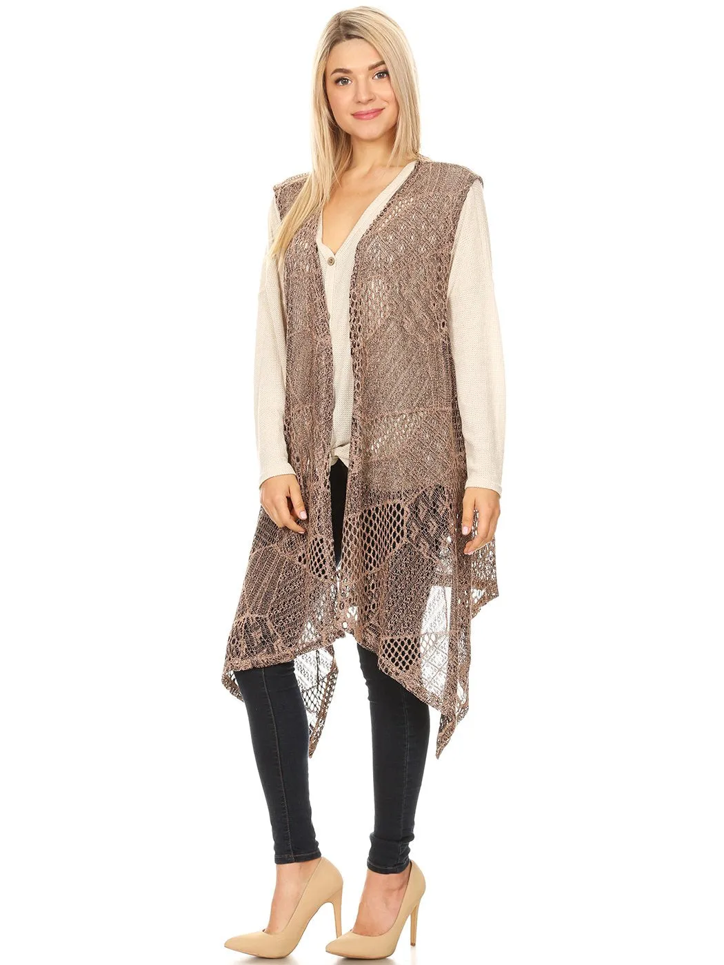 Anna-Kaci Womens Fringe Sequin Backless 1920s Flapper Cardigan