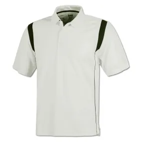 BAW Men's White/Dark Green White Rib Shoulder Cool Tek Polo