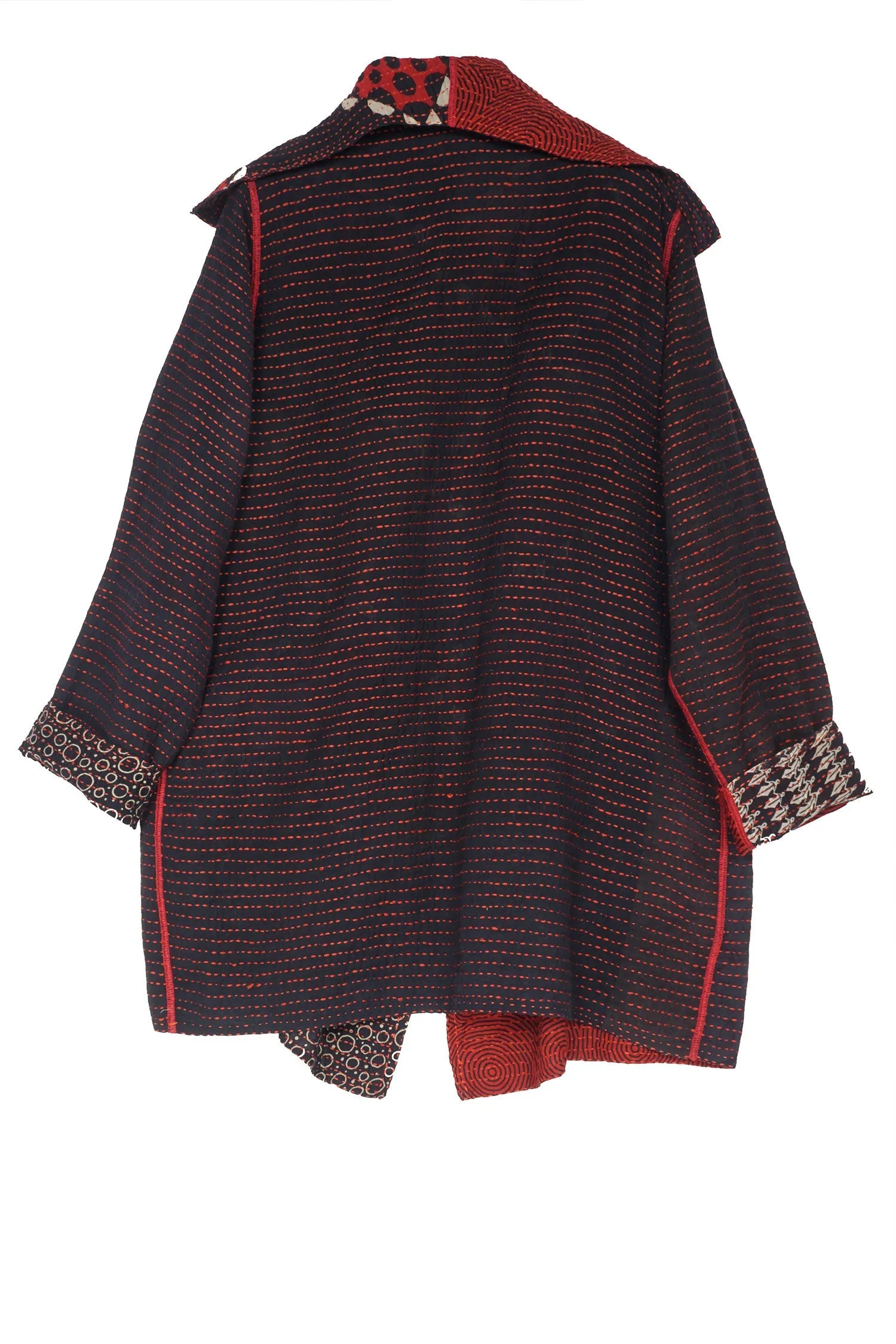 BBK  W VINTAGE BACKING KANTHA POCKET JKT - pk2002-red -