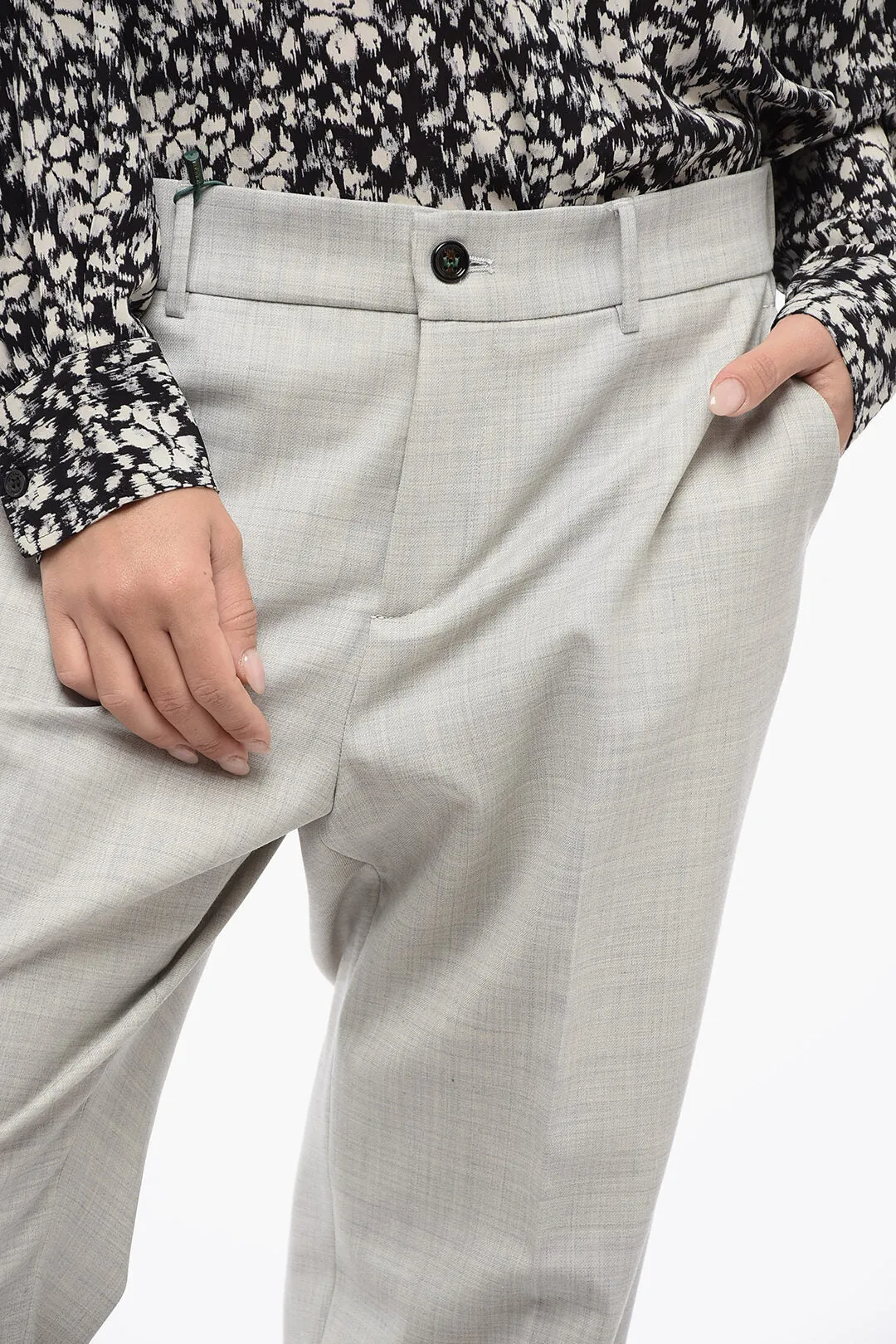 Berwich Stretchy Wool Pants with Elastic Waist Band