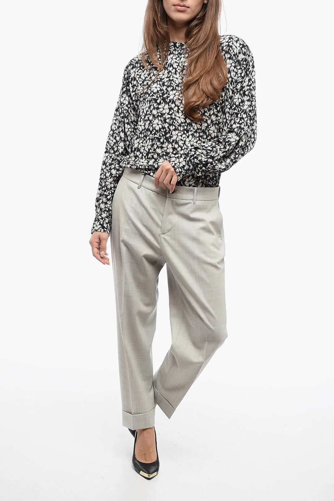 Berwich Stretchy Wool Pants with Elastic Waist Band