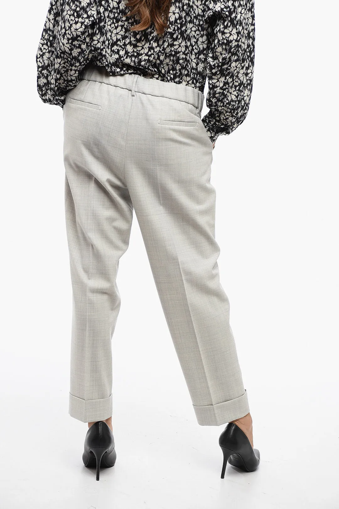 Berwich Stretchy Wool Pants with Elastic Waist Band