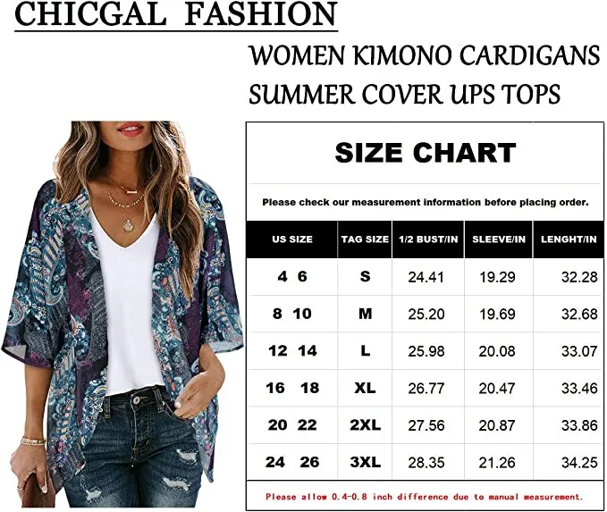 Black Adeline Women's Floral Print Puff Sleeve Kimono Cardigan Loose Cover Up Casual Blouse Tops - Chicgal