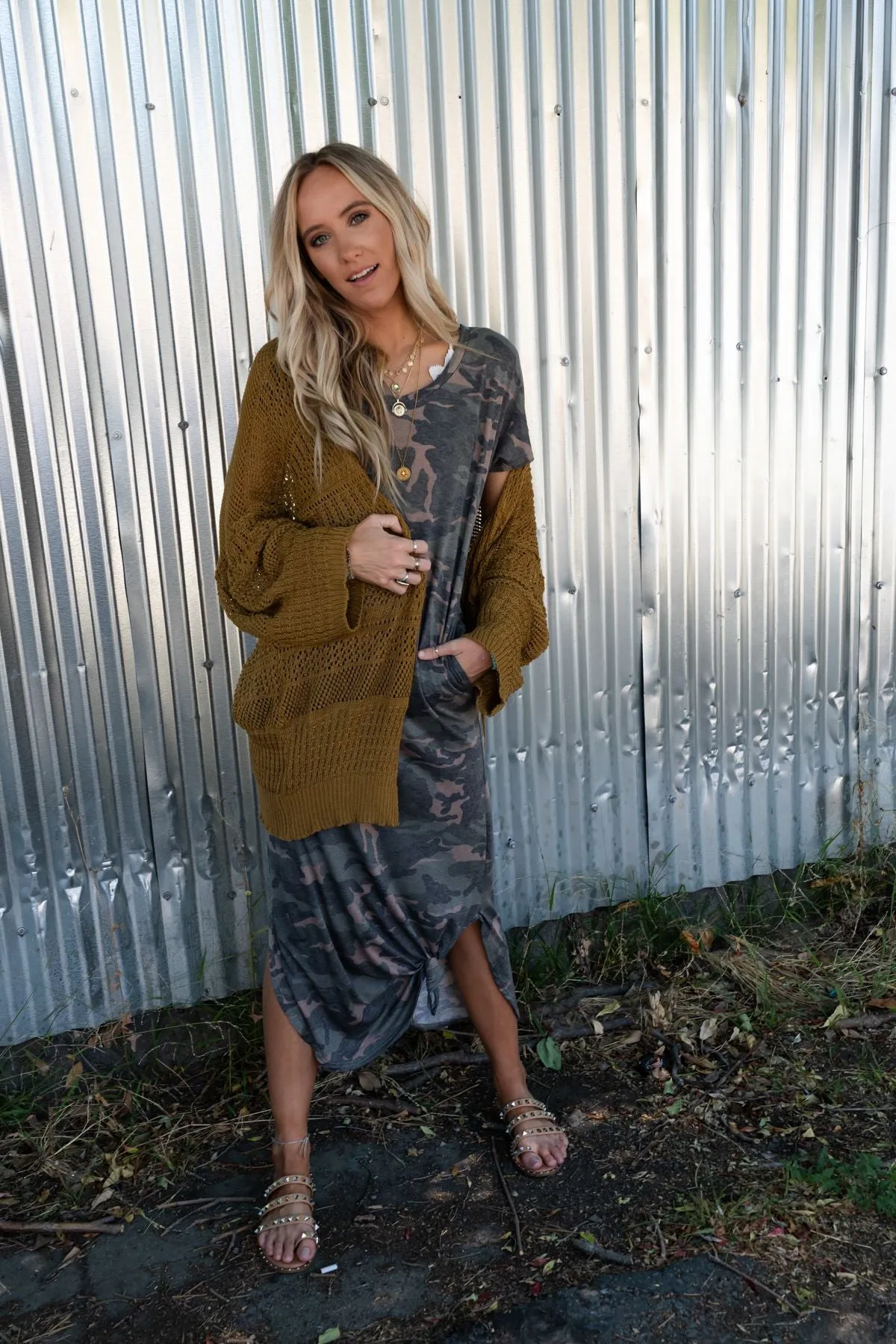 Brenden Knit Netted Cardigan - Brown