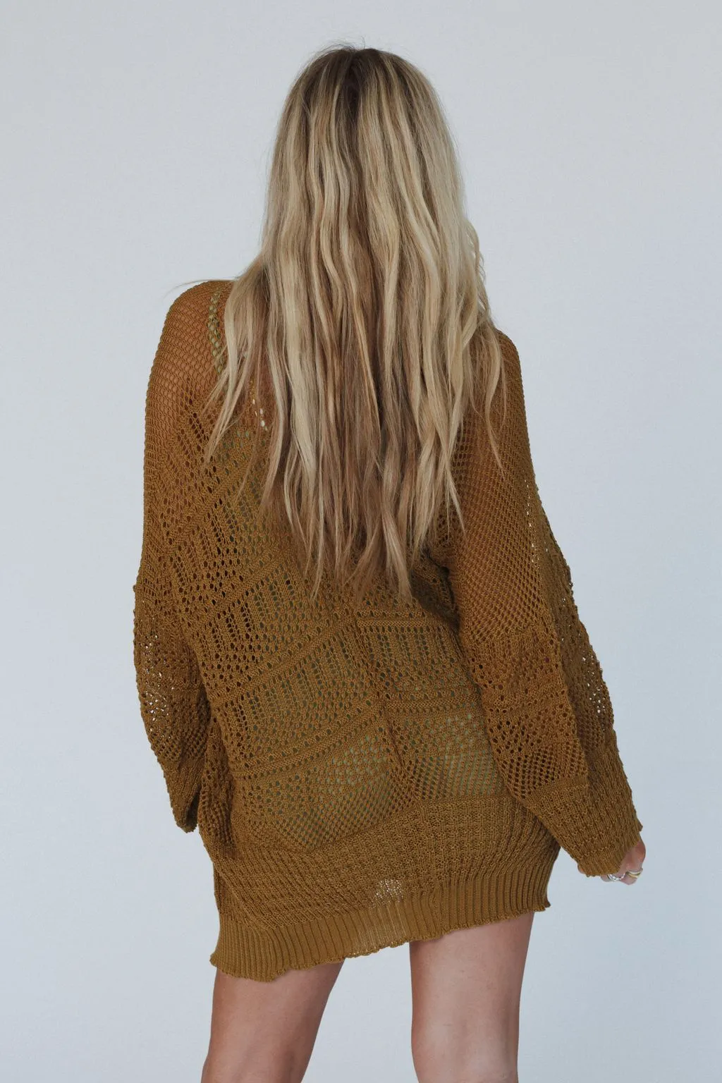 Brenden Knit Netted Cardigan - Brown