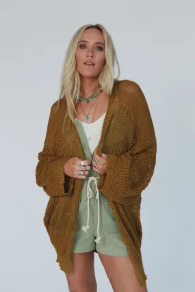 Brenden Knit Netted Cardigan - Brown