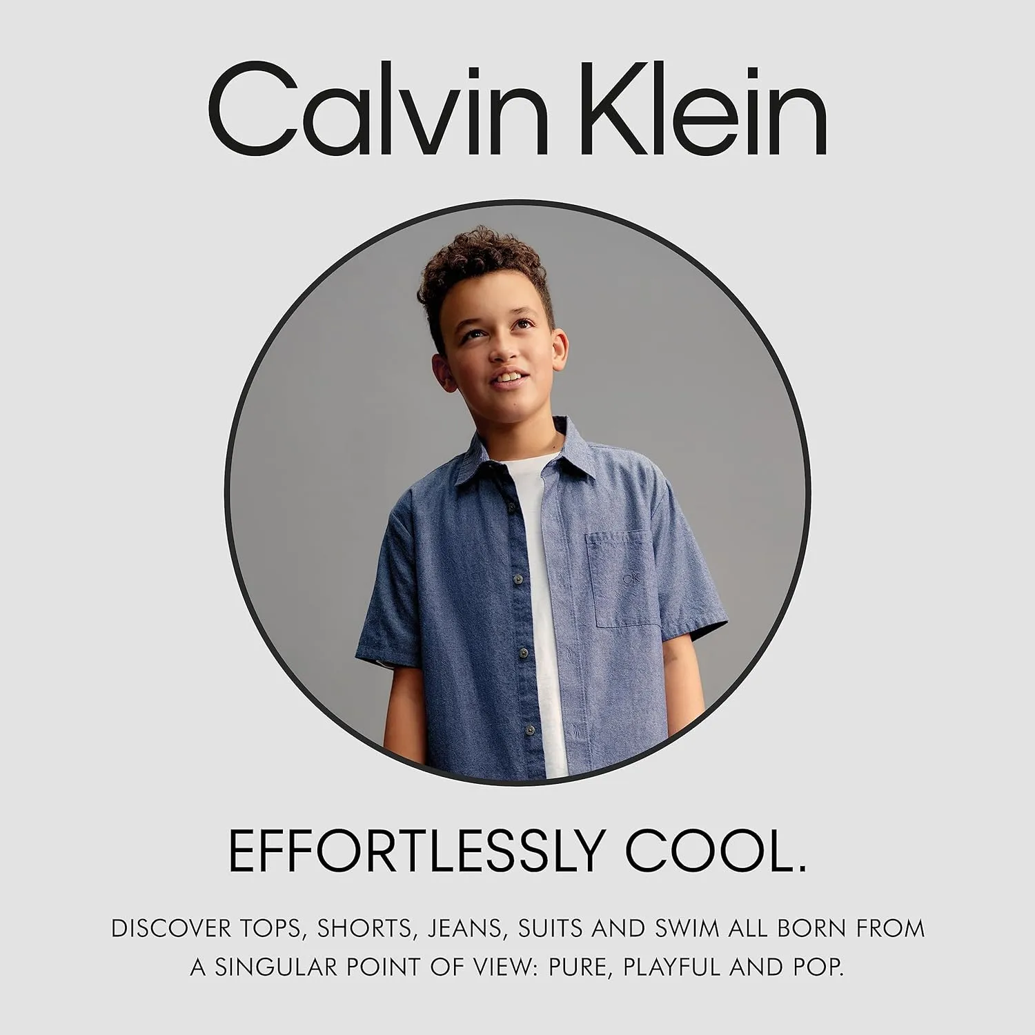 Calvin Klein Boys' Short Sleeve Logo Crew Neck T-Shirt, Soft, Comfortable, Relaxed Fit