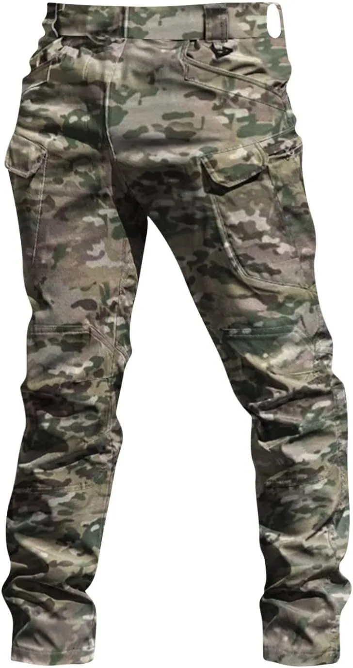 Cargo Pants for Men Stretch Tactical Pants Multi Pockets Hiking Pant Water Resistant Ripstop Relaxed Fit Trousers
