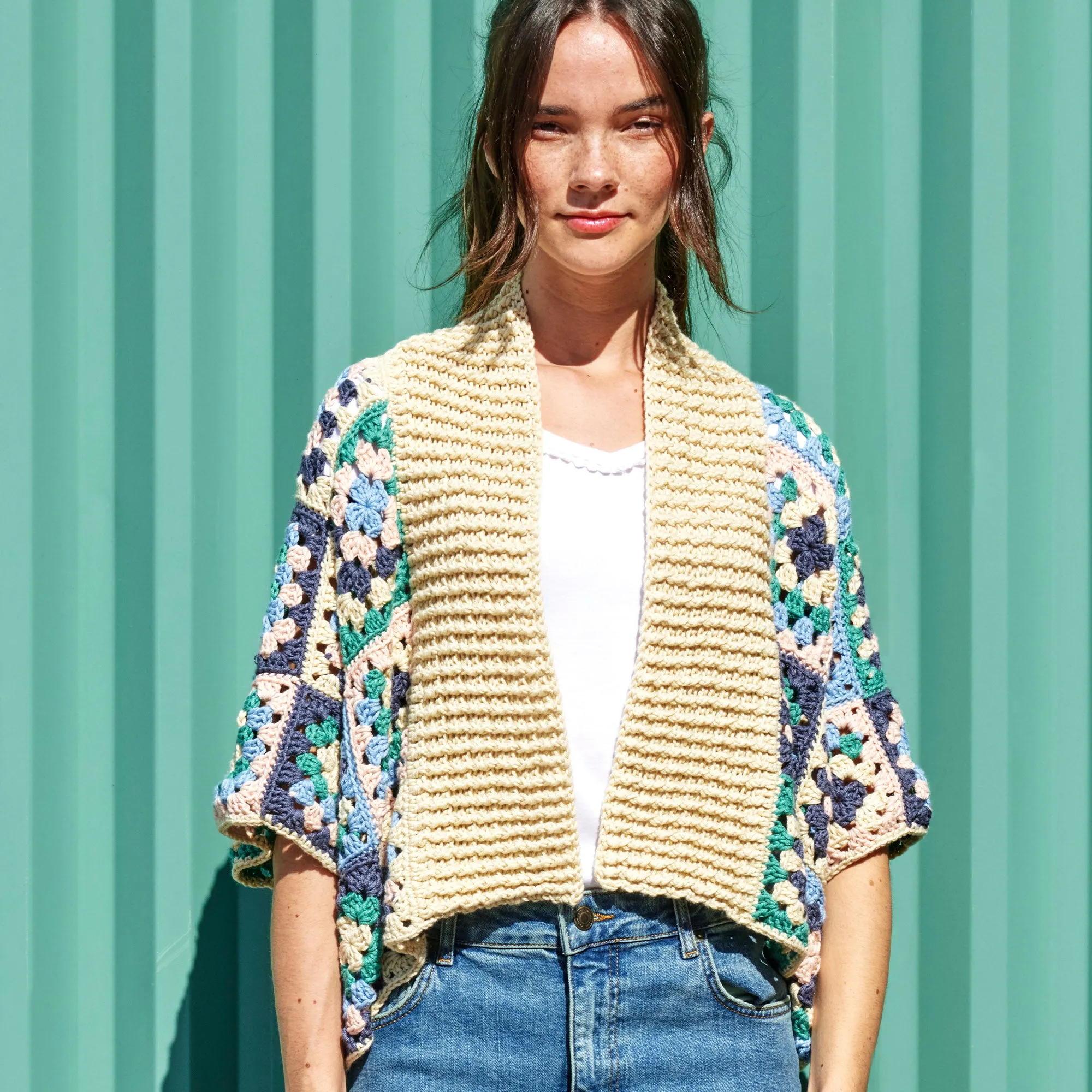 Caron Crochet Granny Boxy Cardigan