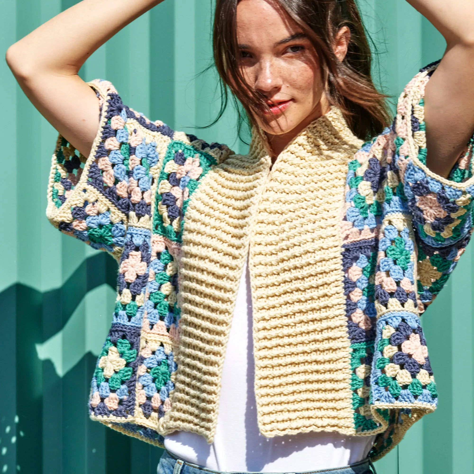 Caron Crochet Granny Boxy Cardigan