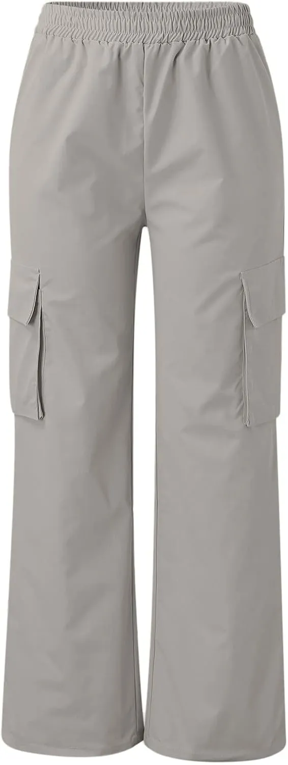 Casual Work Pants Women Women's Belt Less High Waisted Wide Leg Trousers Straight Leg Relaxed Style Trousers