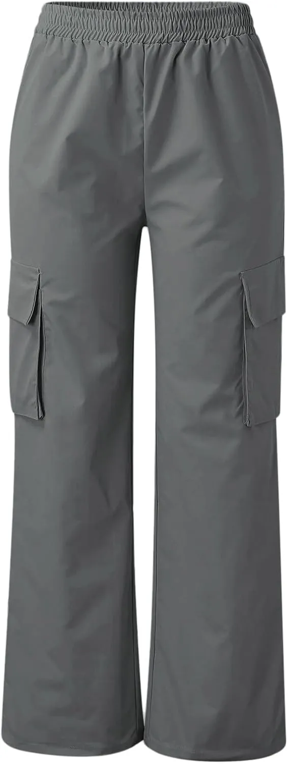 Casual Work Pants Women Women's Belt Less High Waisted Wide Leg Trousers Straight Leg Relaxed Style Trousers
