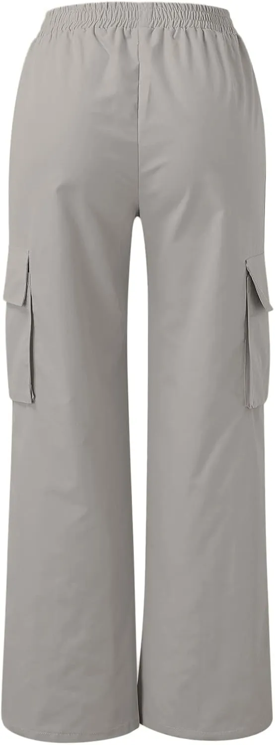 Casual Work Pants Women Women's Belt Less High Waisted Wide Leg Trousers Straight Leg Relaxed Style Trousers