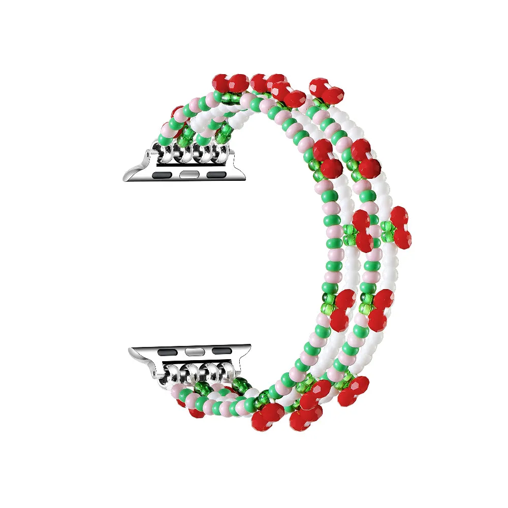 Cherry Beaded Band for Apple Watch