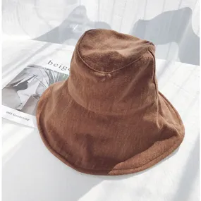 Cotton Floppy Bucket Hat - Brown