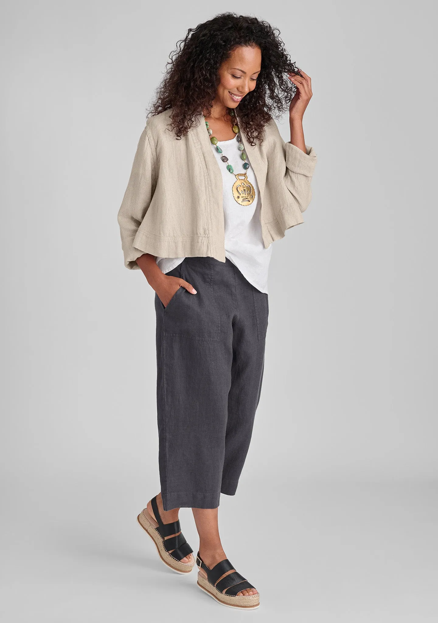 Cropped Cardigan - Linen Cardigan