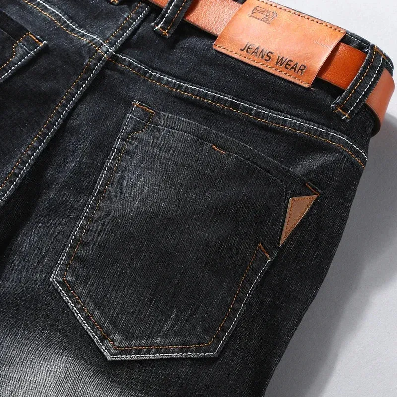 Denim Shorts Stretchy Straight-Fit Bermuda Pants