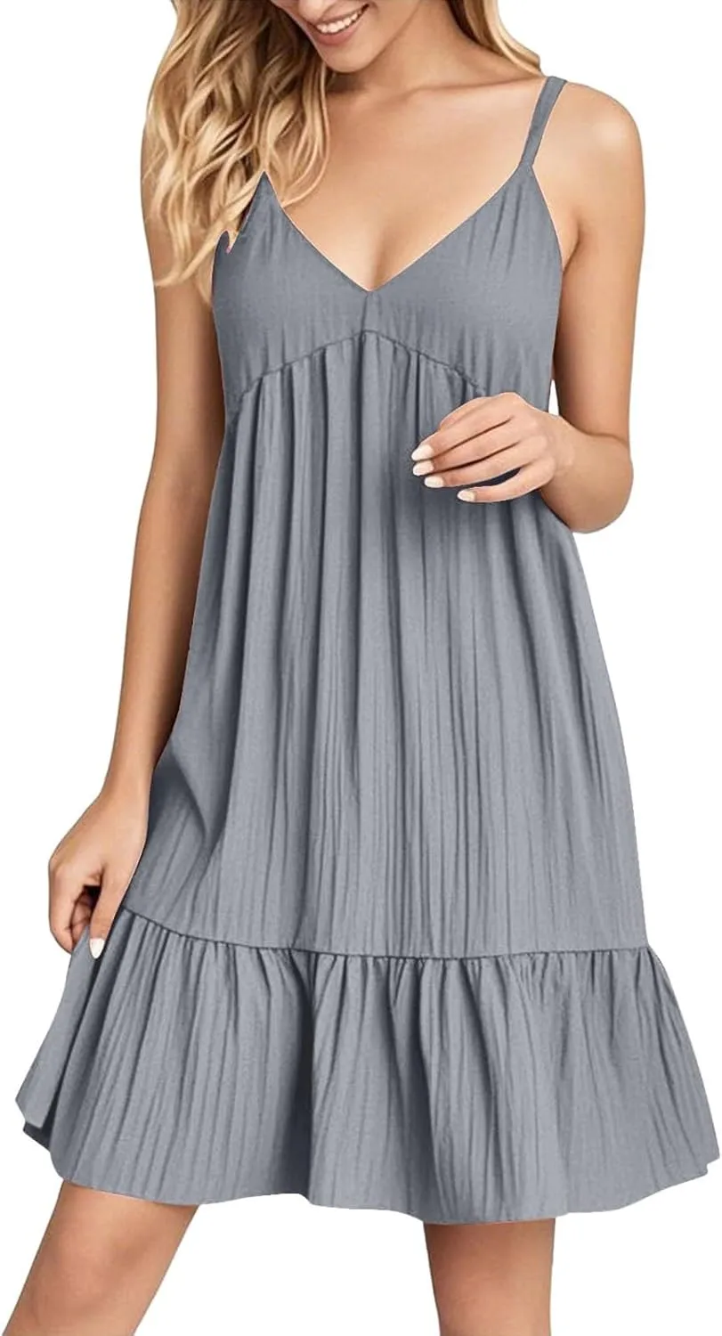 Dresses for Women 2025 Elegant Classy,Women's Elegant Summer Fashionable Solid Color Waist Strap Medium Length Dress