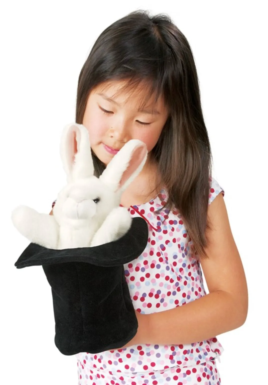 Folkmanis Large White Bunny Rabbit in a Hat Hand Puppet