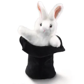 Folkmanis Large White Bunny Rabbit in a Hat Hand Puppet