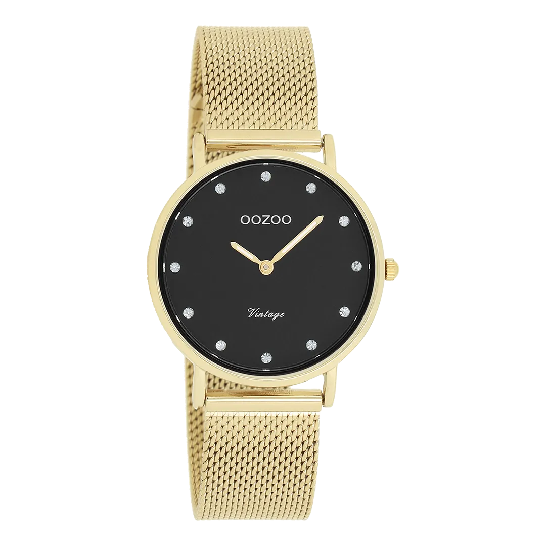Gold coloured OOZOO watch with gold coloured metal mesh bracelet - C20242