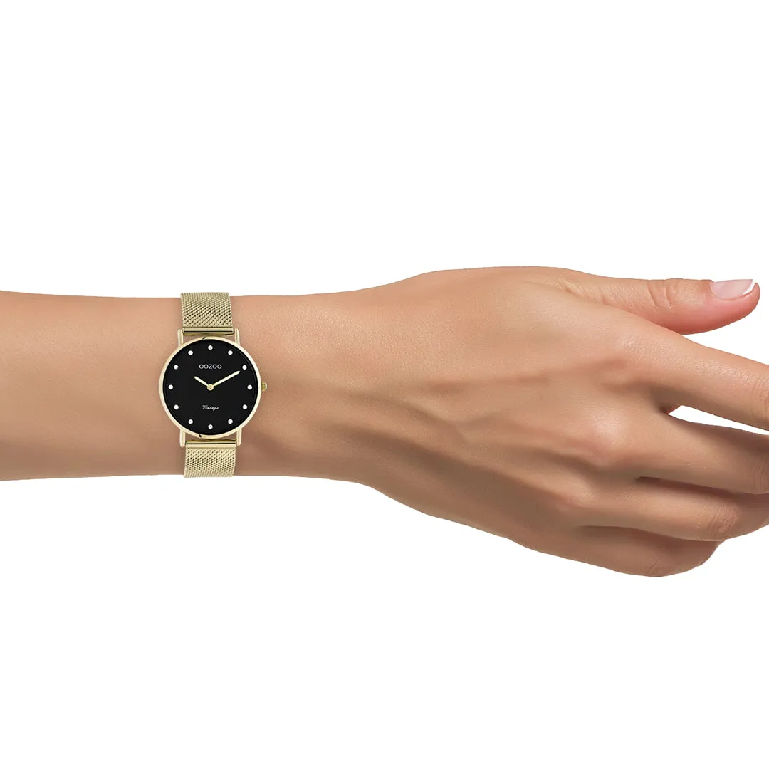 Gold coloured OOZOO watch with gold coloured metal mesh bracelet - C20242
