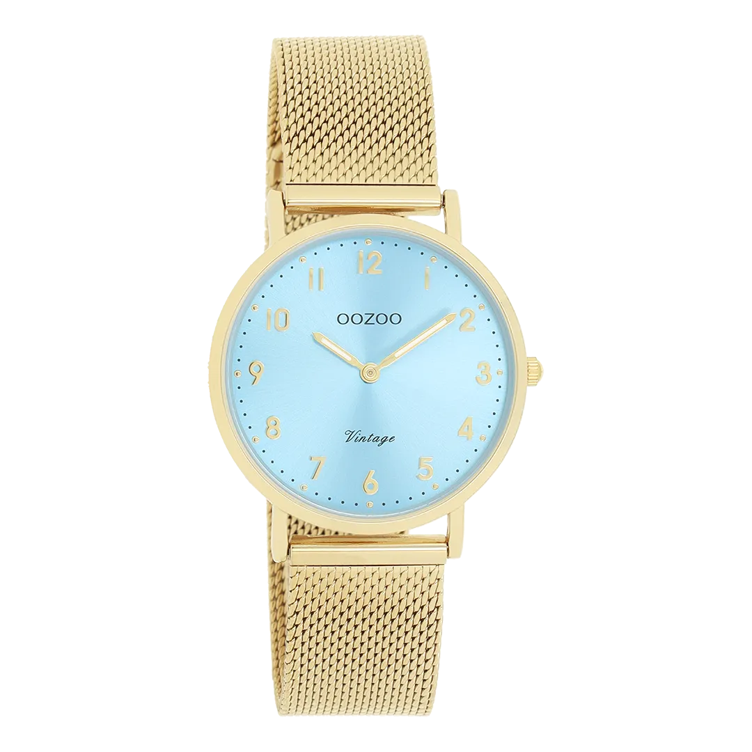 Gold coloured OOZOO watch with gold coloured metal mesh bracelet - C20348