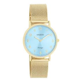 Gold coloured OOZOO watch with gold coloured metal mesh bracelet - C20348
