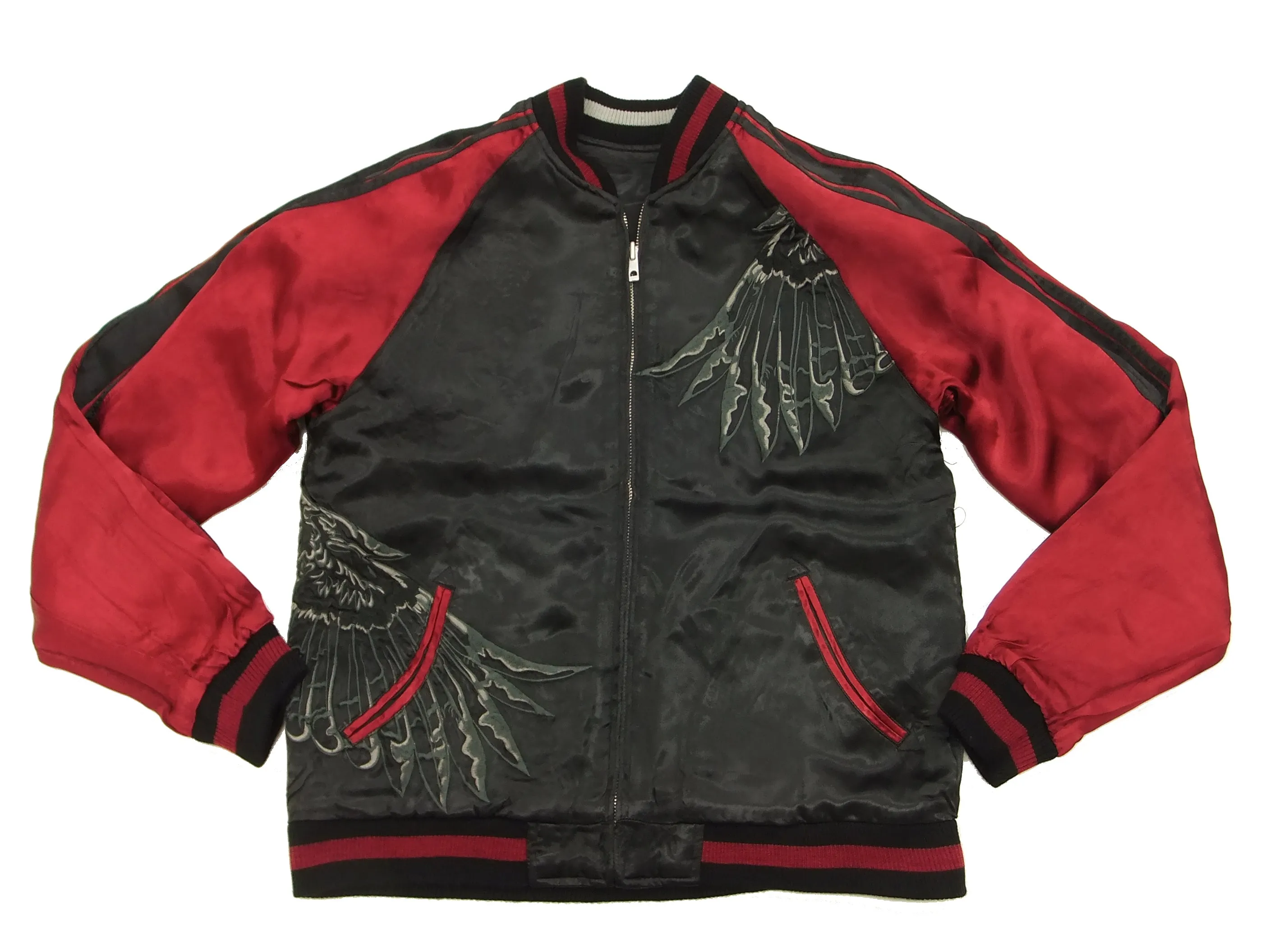 Hanatabi Gakudan Men's Japanese Souvenir Jacket Owl and Autumn Leaves Sukajan Script SKJ-179