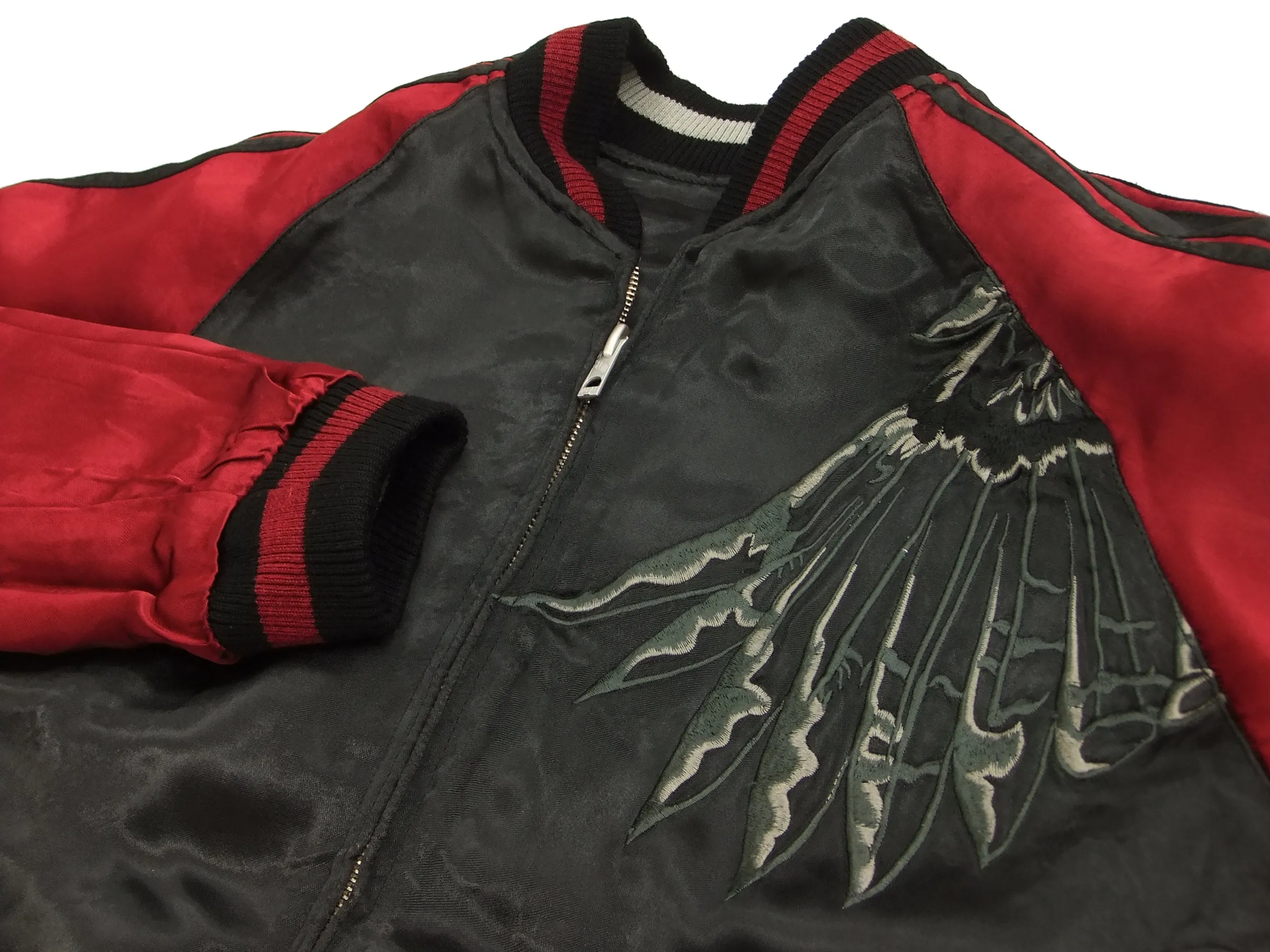 Hanatabi Gakudan Men's Japanese Souvenir Jacket Owl and Autumn Leaves Sukajan Script SKJ-179